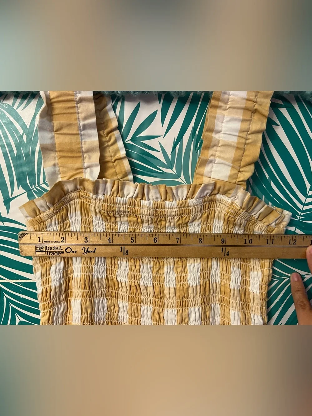 Abercrombie & Fitch Yellow and White Gingham Smocked Maxi Dress Sz S